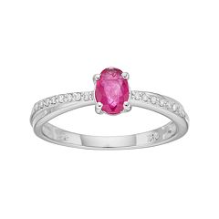 Sterling Silver Ruby & Diamond Accent Ring by