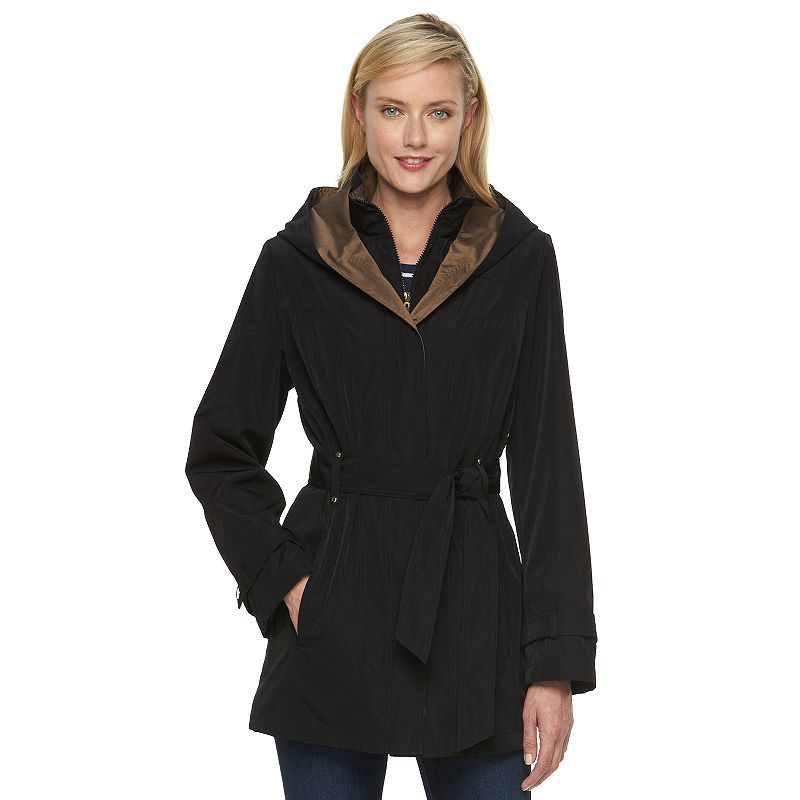 Womens Black Hooded Rain Jacket Kohl's