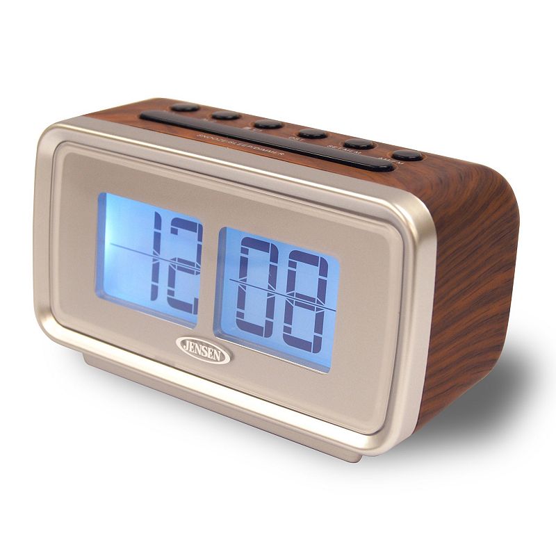 Jensen AM \/ FM Dual Alarm Clock with Flip Display, Multicolor