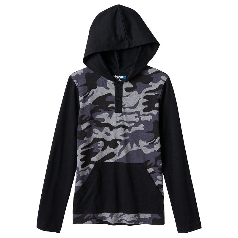 Boys 8-20 Tony Hawk Camouflage Hooded Tee, Boy's, Size: Large, Black