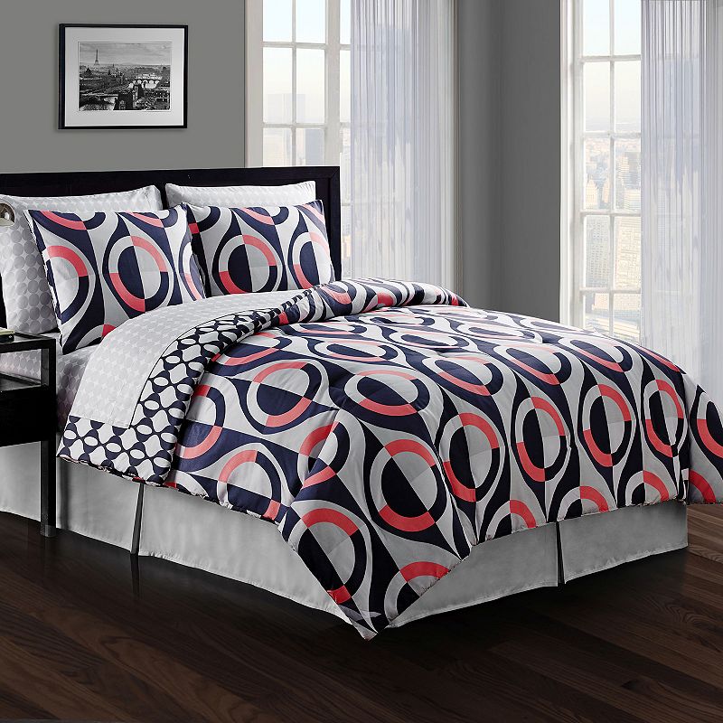 Navy Geometric Bedding