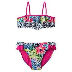 Girls 7-16 SO® Floral Cheetah Bikini Swimsuit Set