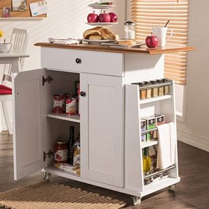 Baxton Studio Balmore Kitchen Cart Trolley Cabinet