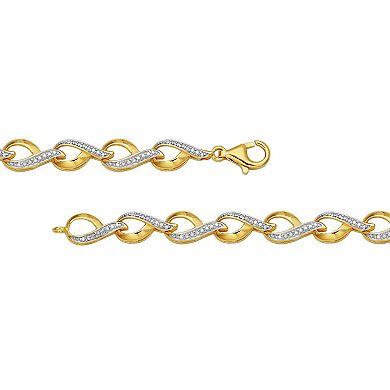 18k Gold Over Silver Diamond Accent Infinity Bracelet