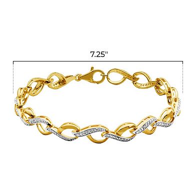 18k Gold Over Silver Diamond Accent Infinity Bracelet