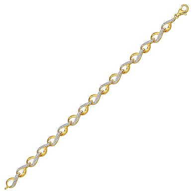 18k Gold Over Silver Diamond Accent Infinity Bracelet