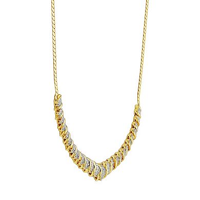 18k Gold Over Silver 1/10 Carat T.W. Diamond Collar Necklace