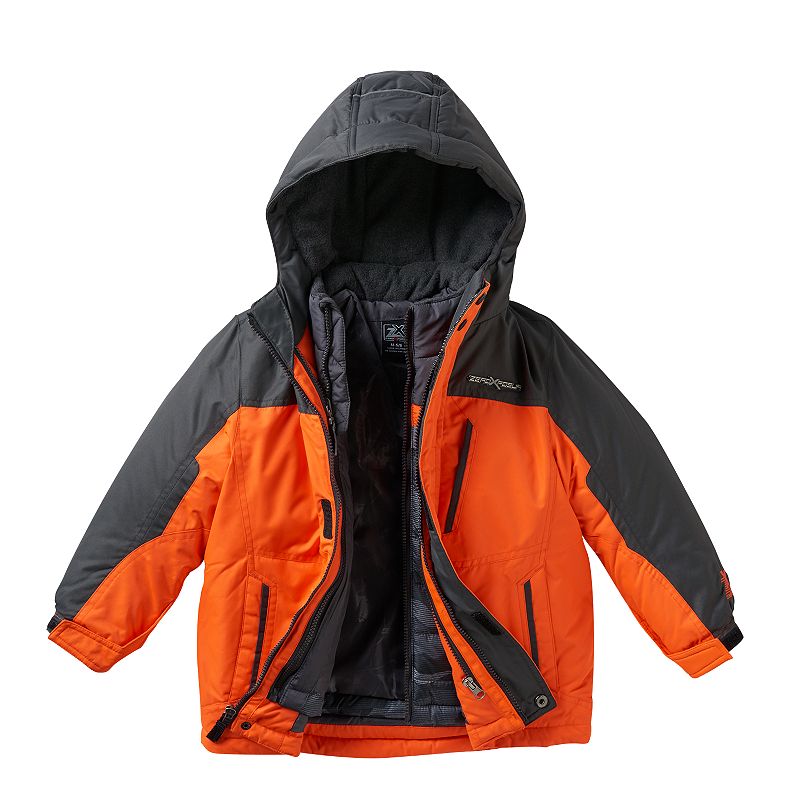 Boys 4-7 ZeroXposur 3-in-1 Heavyweight Hooded Systems Jacket, Boy's, Size: Large, Orange Oth