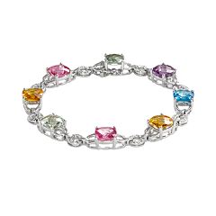 Sterling Silver Gemstone & Diamond Accent Bracelet by