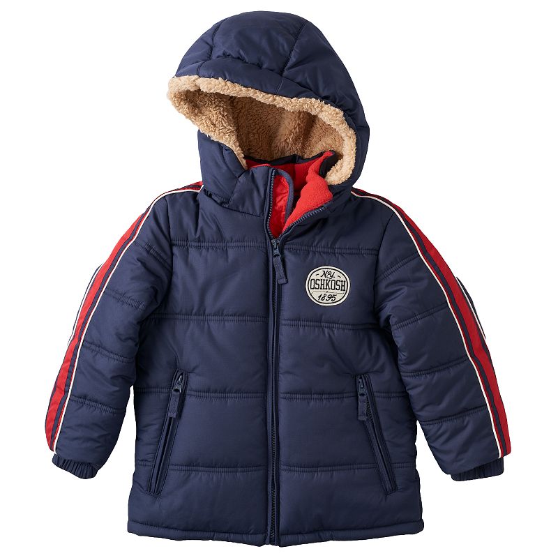 Boys 4-7 OshKosh B'gosh Striped Hooded Heavyweight Puffer Jacket, Boy's, Size: 5-6, Blue (Navy)