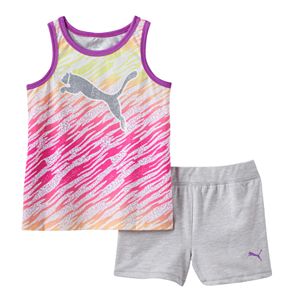 Girls 4-6x PUMA Glitter Zebra Tank & Shorts Set