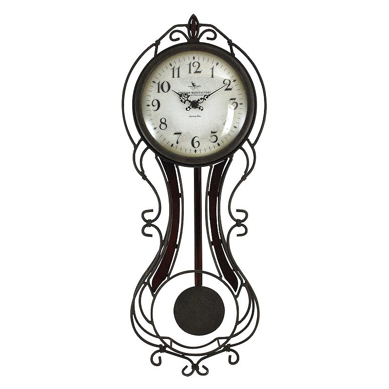 FirsTime Fleur Pendulum Wall Clock, Brown