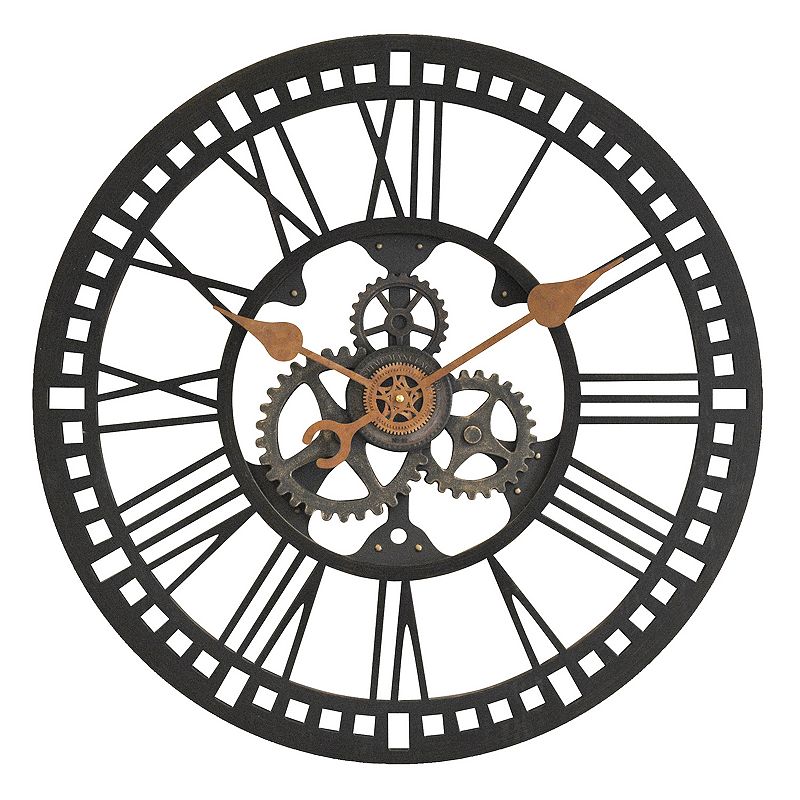 FirsTime Roman Gear Wall Clock, Black