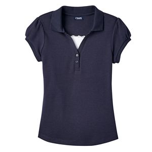 Girls 7-16 Chaps School Uniform Short-Sleeved Y-Neck Top