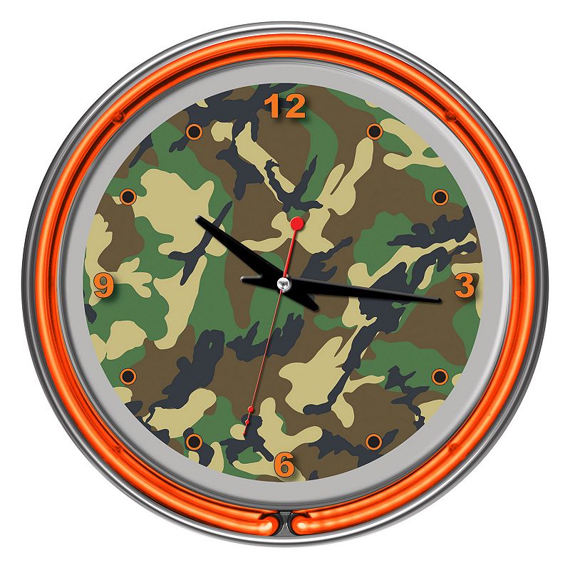 Hunt Camouflage Double Ring Neon Wall Clock, Multicolor