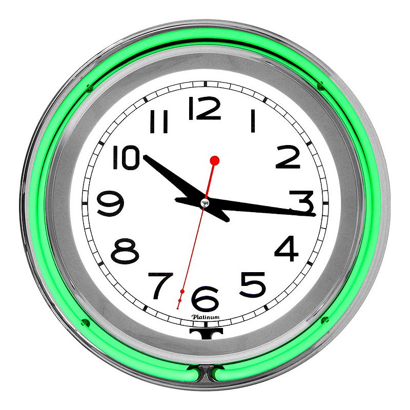 Double Ring Neon Wall Clock, Green