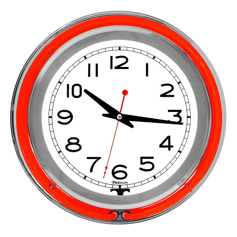 Double Ring Neon Wall Clock, Red