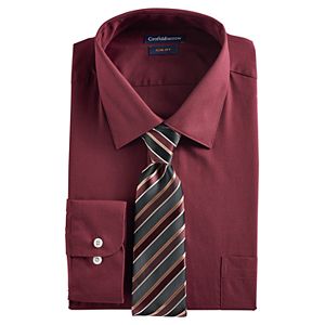 Men's Croft & Barrow® Slim-Fit Stretch-Collar Dress Shirt and Patterned Tie