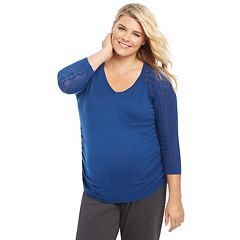 Plus Size Maternity Oh Baby by Motherhood Pointelle V-Neck Sweater