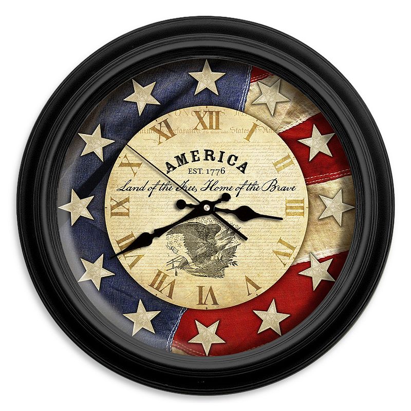 Reflective Art Land of the Free Wall Clock, Multicolor