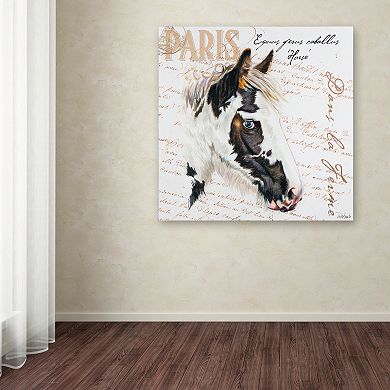 Trademark Fine Art Dans "la Ferme" Horse Canvas Wall Art