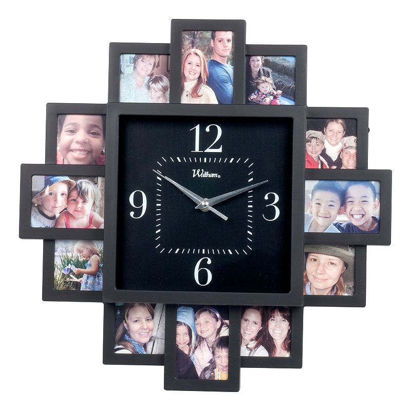 Waltham Square Photo Wall Clock, Black