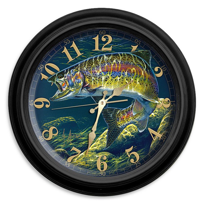 Reflective Art Trout & Spinner Wall Clock, Multicolor