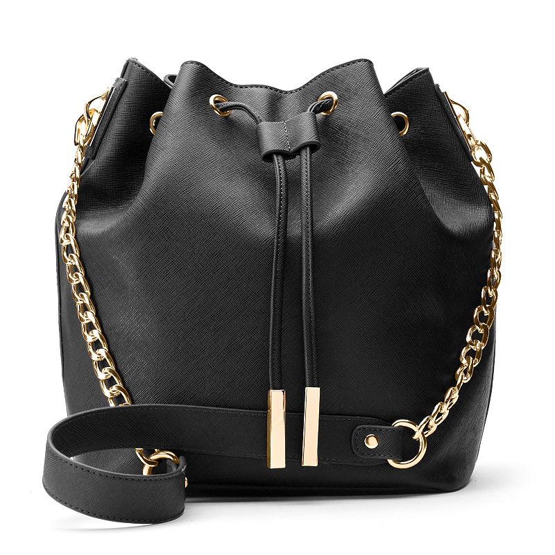 InStyle Drawstring Bucket Bag, Women's, Black