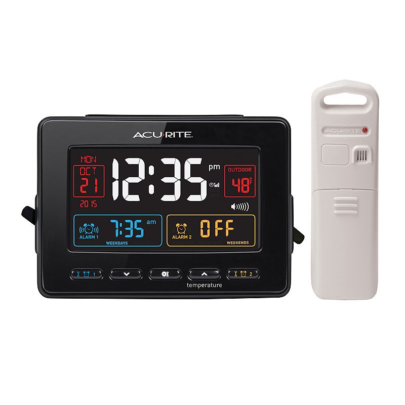AcuRite Temperature Atomic Dual Alarm Clock with USB Charger (13022) , Multicolor