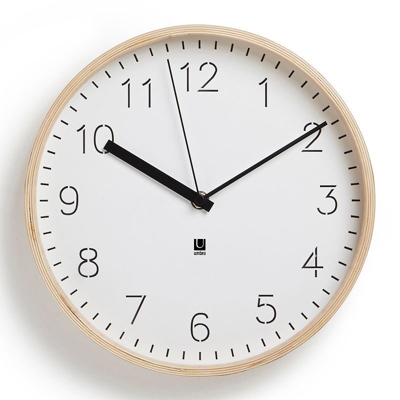 Umbra Rimwood Wall Clock, White