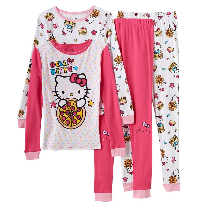 Girls 4-10 Hello Kitty 4-pc. Pizza Pajama Set, Girl's, Size: 10, Ovrfl Oth