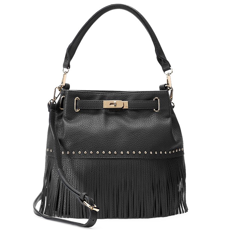 Mellow World Lorraine Fringe Bucket Bag, Women's, Black