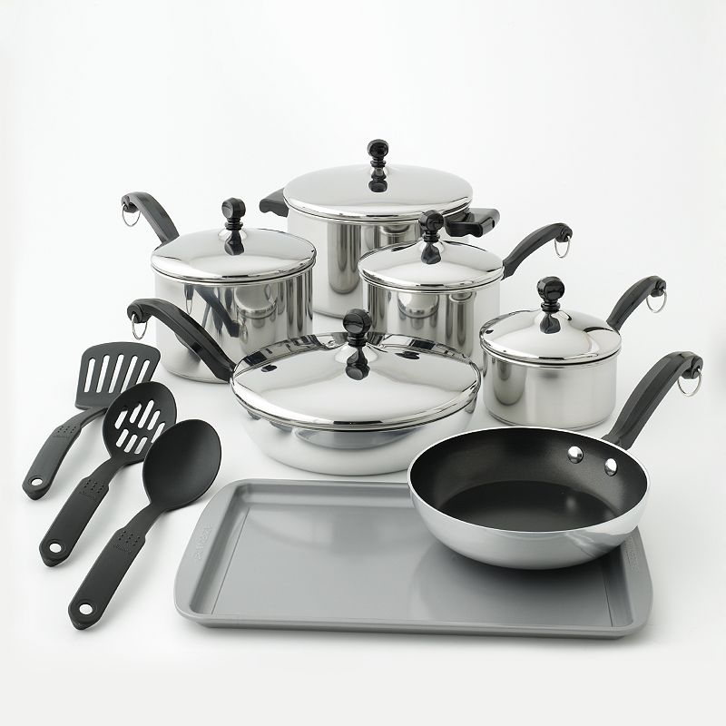 Farberware Classic Series 15-pc. Stainless Steel Cookware Set, Grey