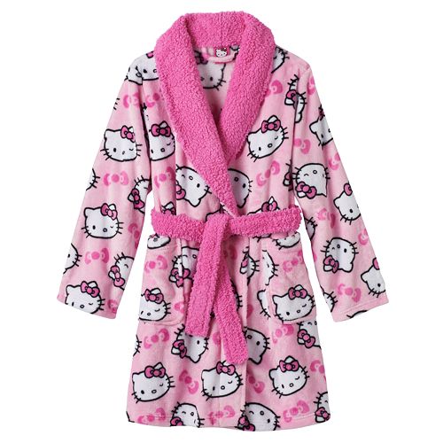 Girls 4-10 Hello Kitty® Fleece Bath Robe, Girl's, Size: 10, Pink