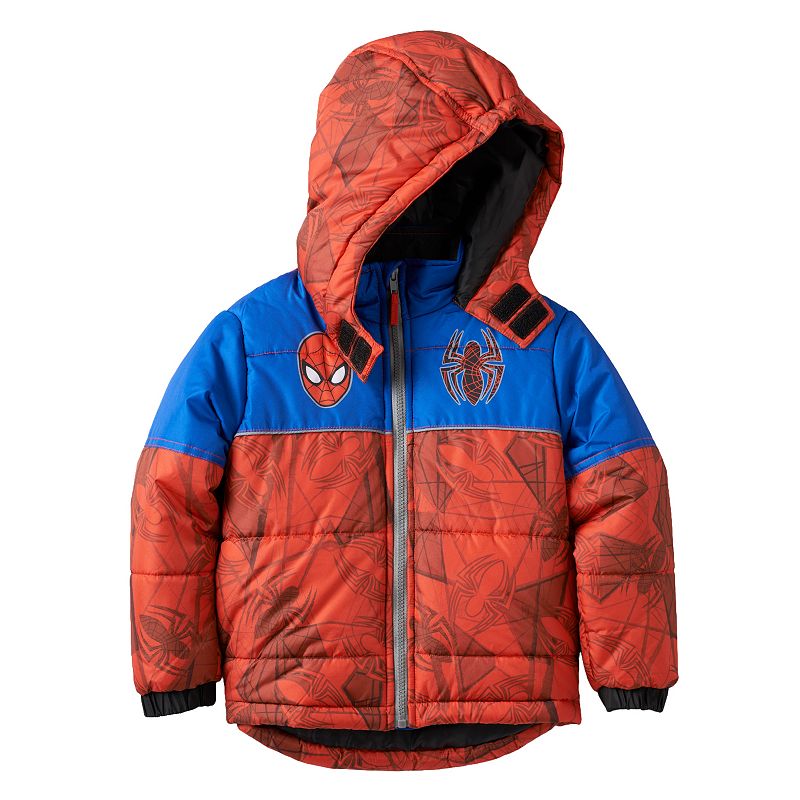 Boys 4-7 Marvel Spider-Man Hooded Puffer Jacket, Boy's, Size: 6, Red