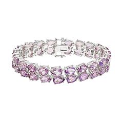 Sterling Silver Amethyst & White Topaz Tennis Bracelet by