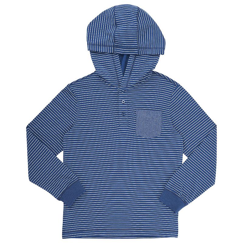 Boys 4-7 French Toast Hooded Pocket Henley, Boy's, Size: 7, Med Blue