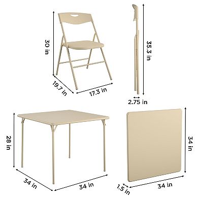 Cosco Folding Table & Plastic Backed Chair 5-piece Set