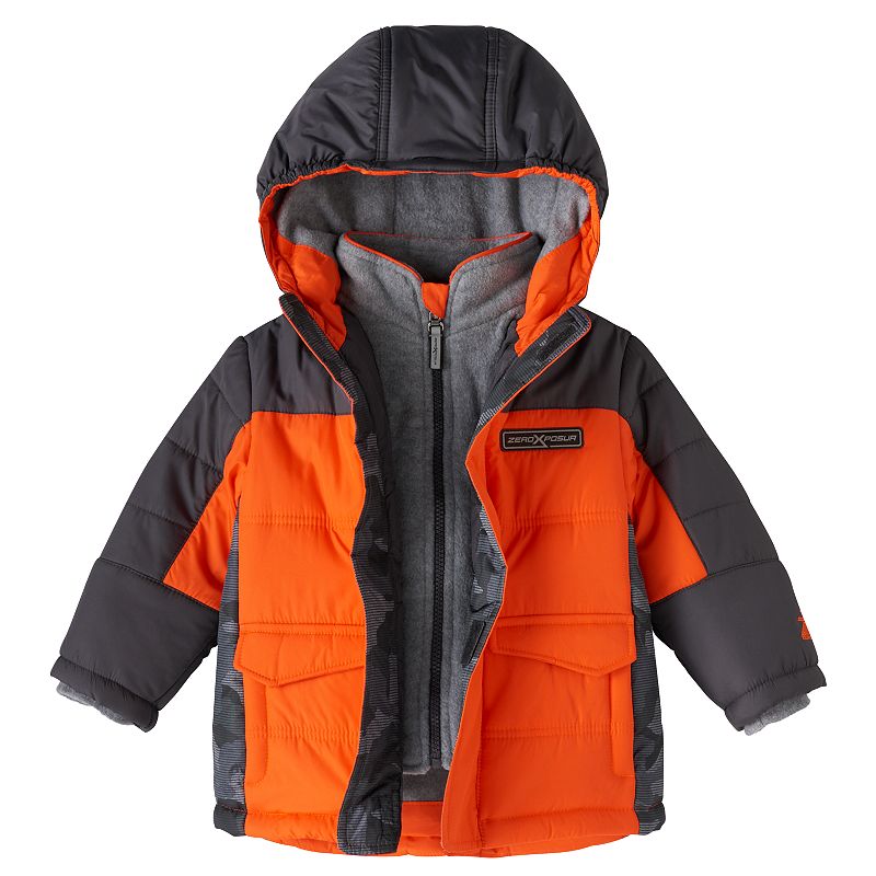 Toddler Boy ZeroXposur Mock-Layered Fleece-Lined Jacket, Size: 3T, Orange Oth