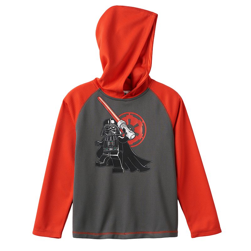 Boys 4-7x LEGO Star Wars Darth Vader Hooded Thermal Raglan Tee, Boy's, Size: 7, Dark Grey