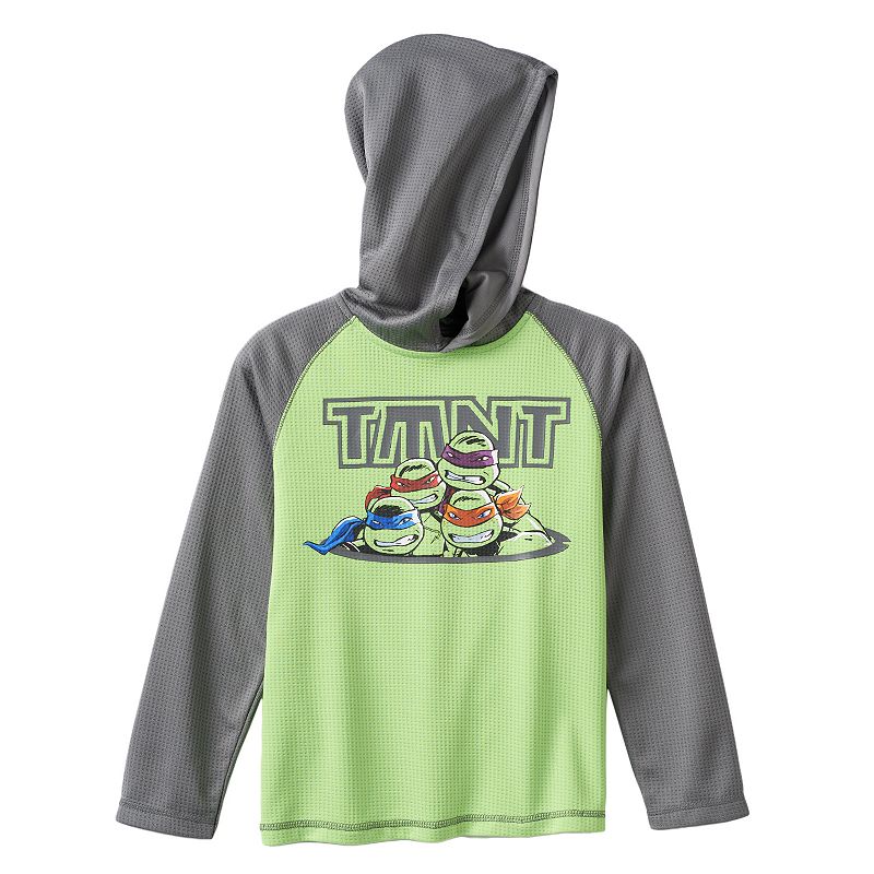 Boys 4-7x Teenage Mutant Ninja Turtles Hooded Thermal Raglan Tee, Boy's, Size: 7X, Green Oth