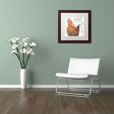 Trademark Fine Art Dans la Ferme Rooster I Wood Finish Framed Wall Art
