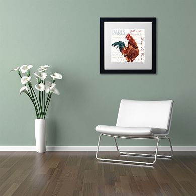 Trademark Fine Art Dans la Ferme Rooster II Black Framed Wall Art