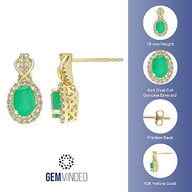 Gemminded 10k Gold Emerald & 1/4 Carat T.W. Diamond Halo Stud Earrings