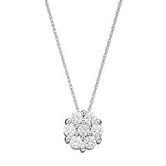 10k White Gold 1/2 Carat T.W. Diamond Cluster Pendant Necklace by