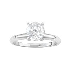 14k White Gold 1 1/2 Carat T.W. IGL Certified Diamond Solitaire Engagement Ring by