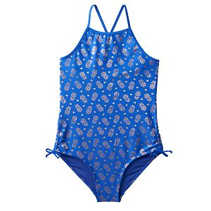 Girls Plus Size SO® Foil Pineapple Printed One-Piece Swimsuit