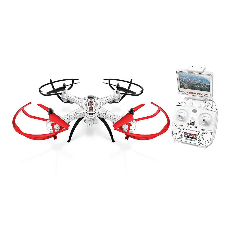 World Tech Toys Sonic Live-Feed Video Electric Gimbal Remote Control Quadcopter Drone, White