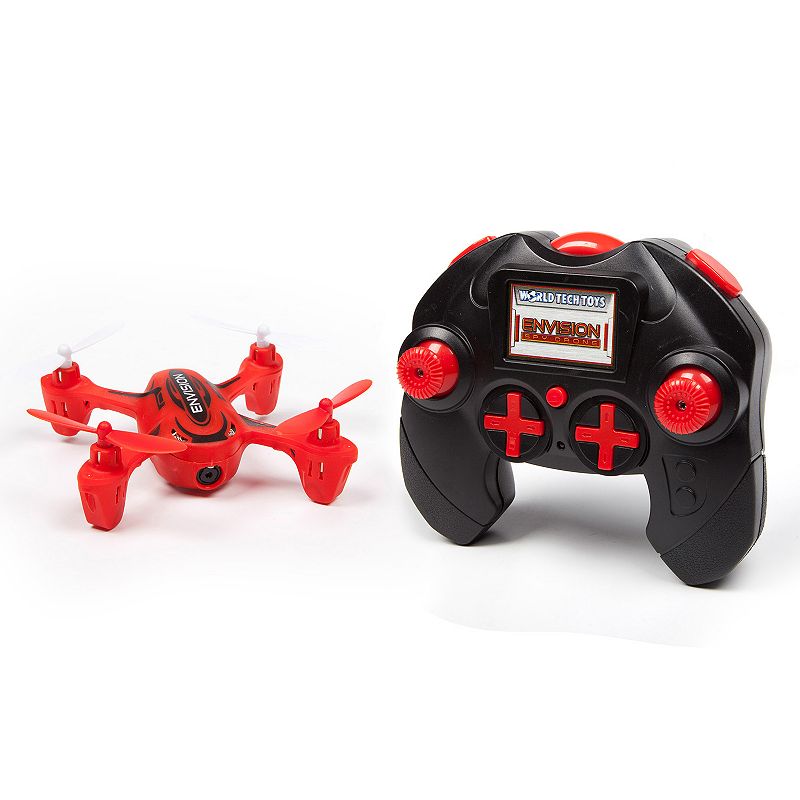 World Tech Toys Envision Remote Control Quadcopter Spy Drone, Red