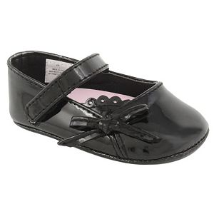 Baby Girl Wee Kids Black Patent Leather Perforated Mary Jane Crib Shoes
